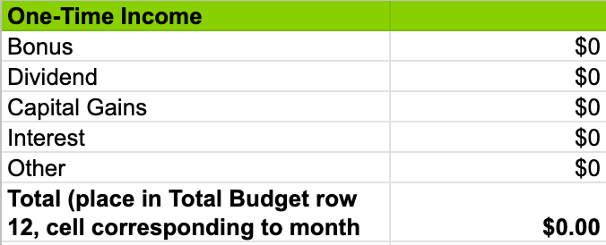 planned budget subtotal google sheets template